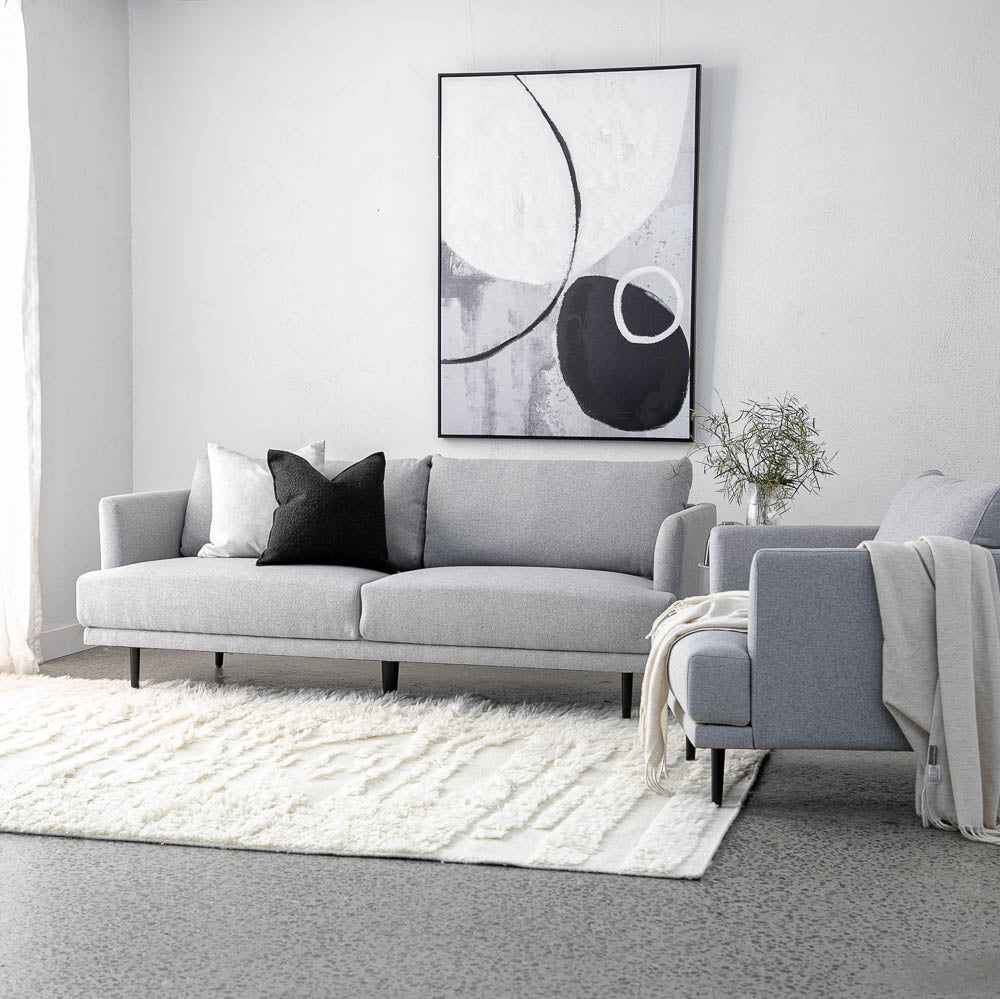 Online Warehouse Sale Aubrey Fabric 3 Seat Sofa in Jazz Grey