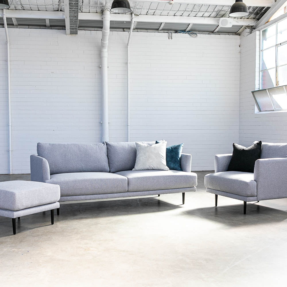 Online Warehouse Sale Aubrey Fabric 3 Seat Sofa in Jazz Grey