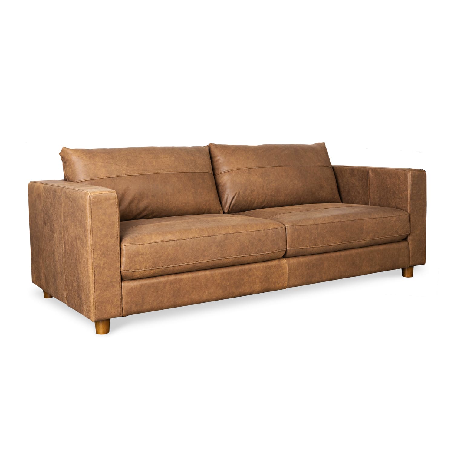 Online Warehouse Sale Barcelona Leather 3 Seat Sofa in Brumby Natural