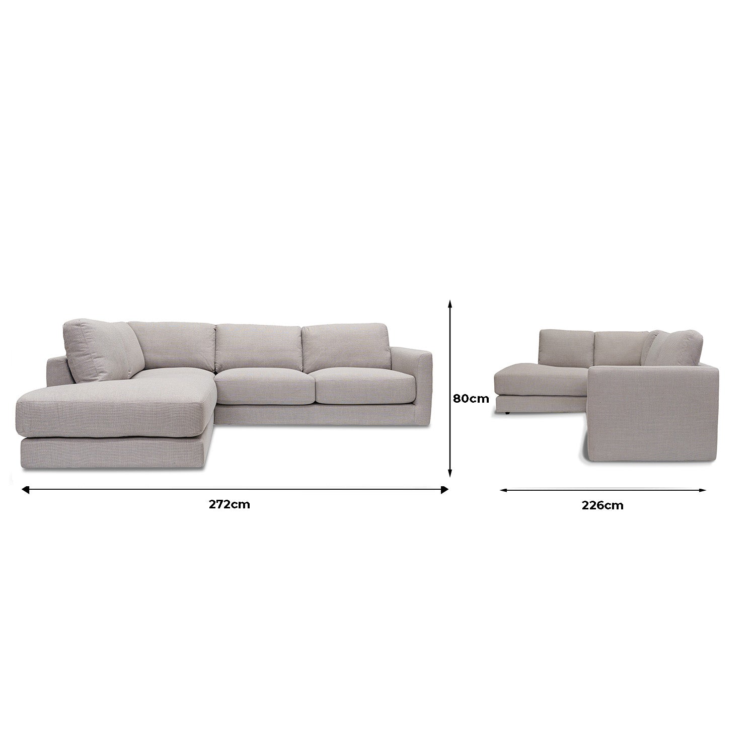 Bella Fabric Left Side Facing Chaise Lounge