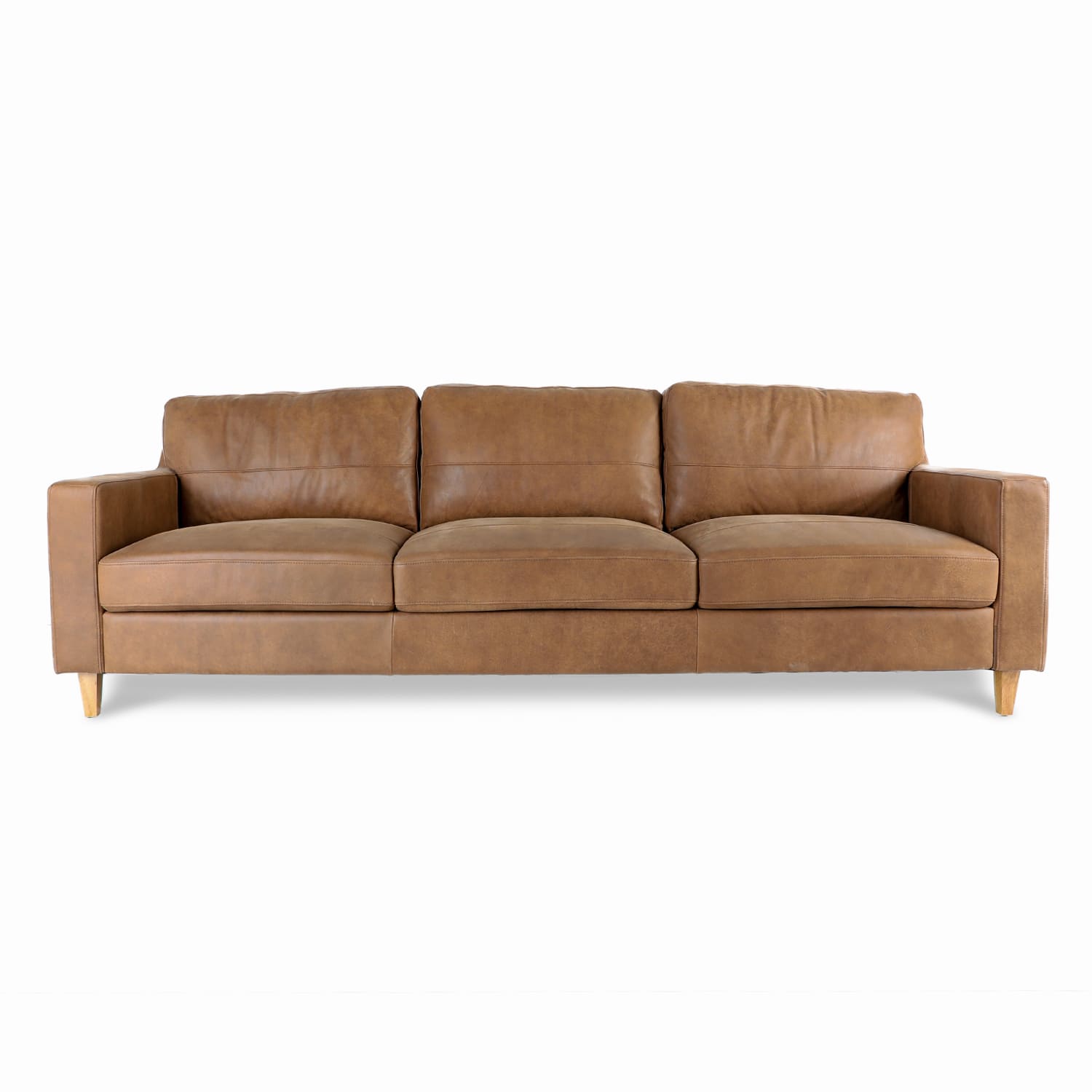 Online Warehouse Sale Cara Leather 3.5 Seat Sofa in Brumby Natural