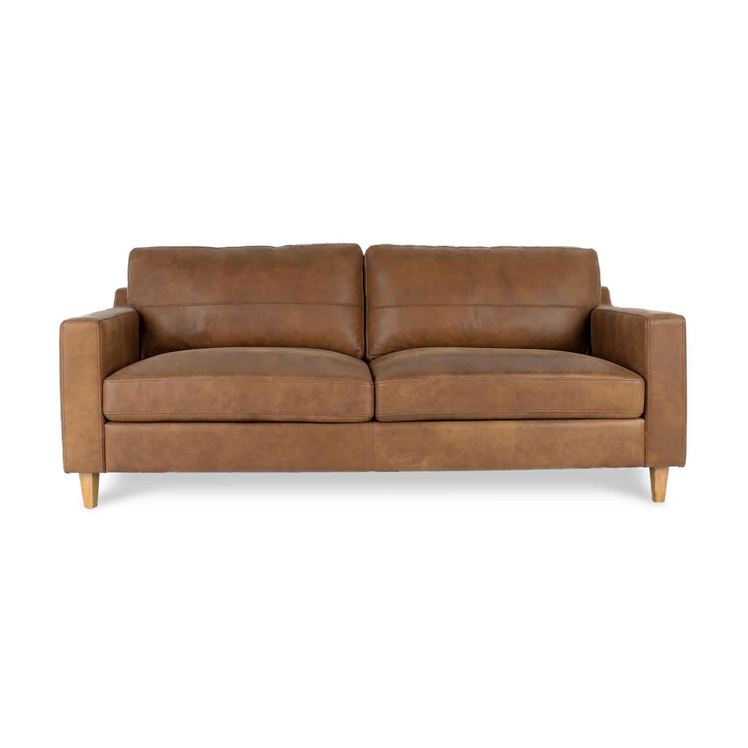 Online Warehouse Sale Cara Leather 3 Seat Sofa in Brumby Natural