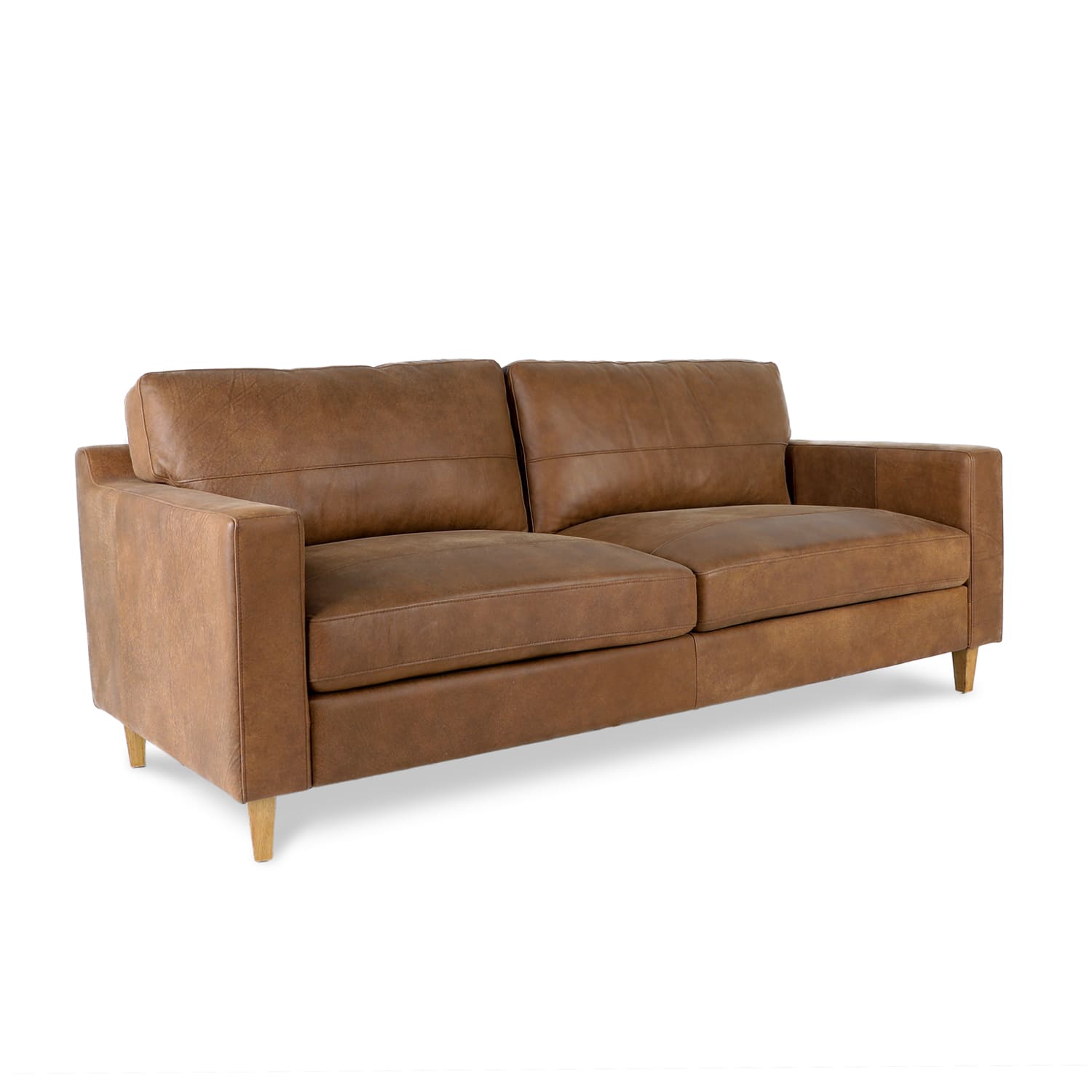 Online Warehouse Sale Cara Leather 3 Seat Sofa in Brumby Natural