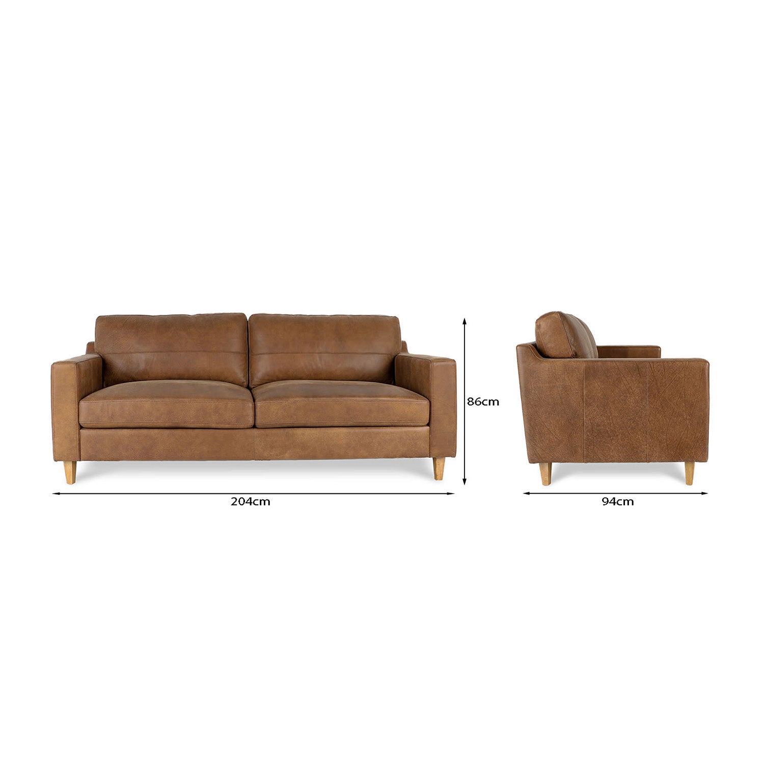 Online Warehouse Sale Cara Leather 3 Seat Sofa in Brumby Natural