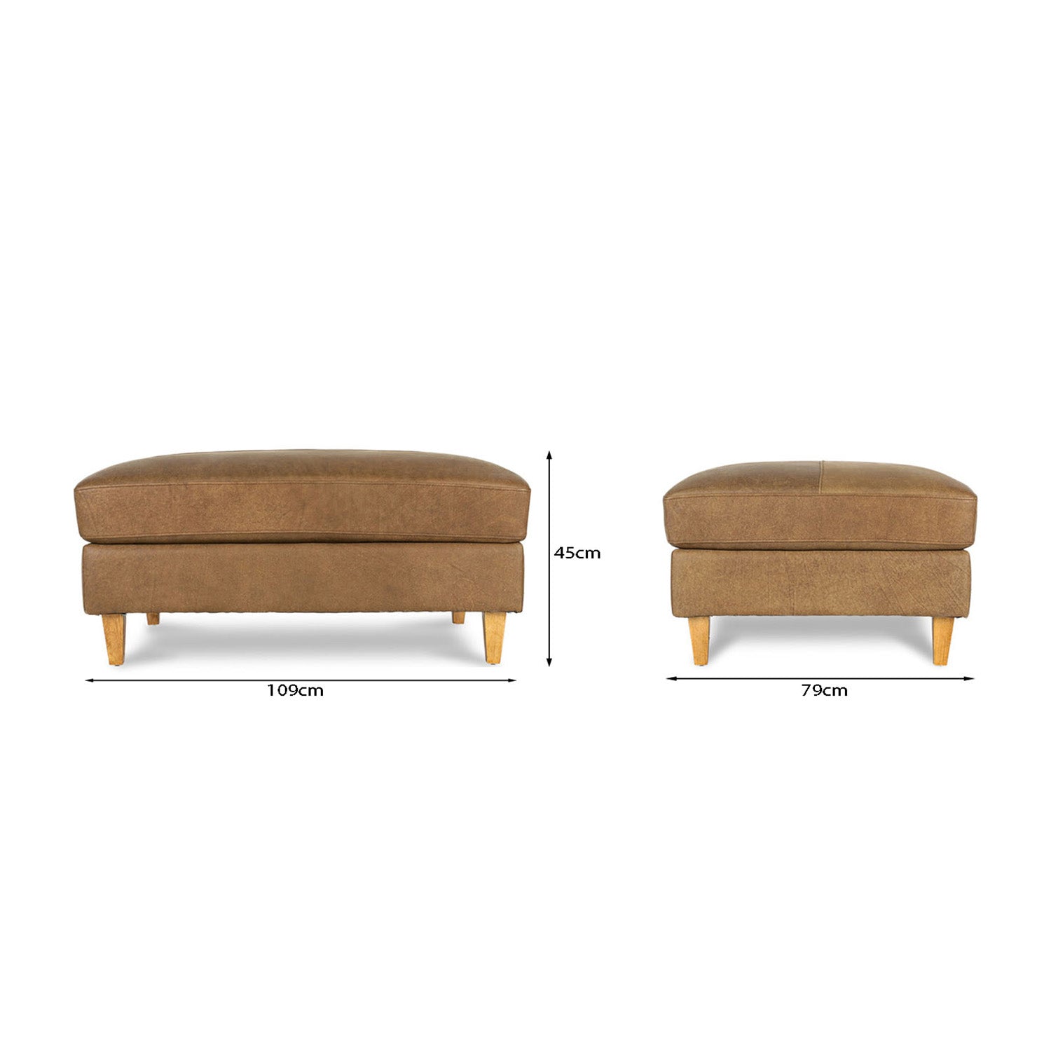 Online Warehouse Sale Cara Leather Ottoman in Brumby Natural