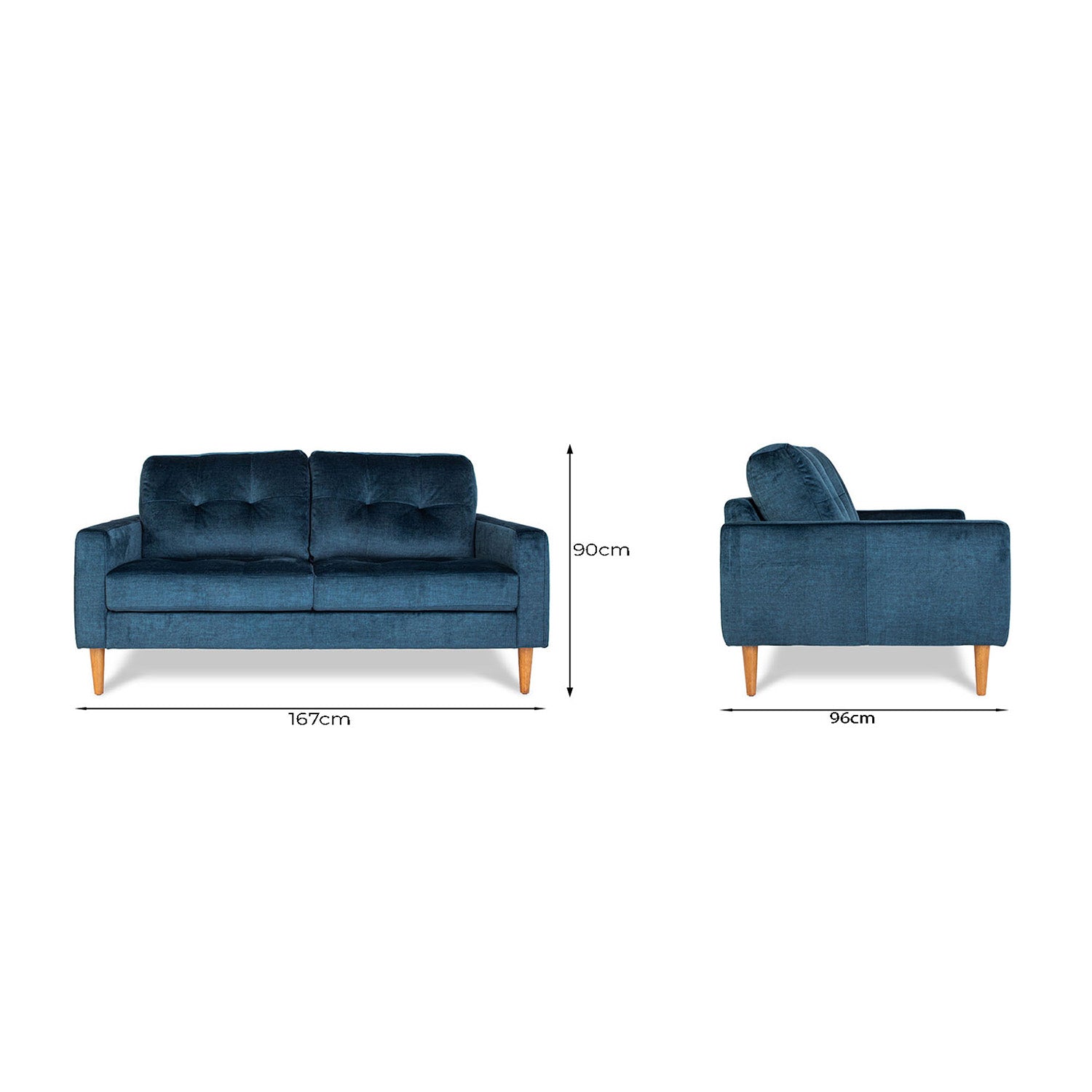 Online Warehouse Sale Classic Vogue Velvet 2.5 Seat Sofa in Vogue Ocean