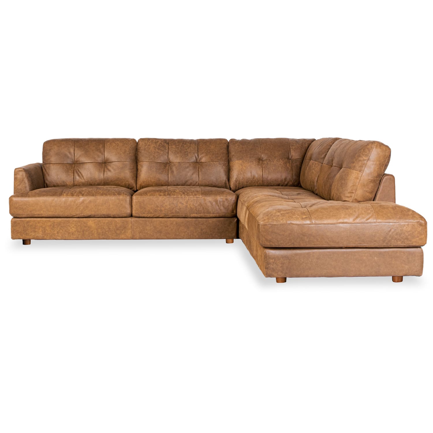 Online Warehouse Sale Harmony Leather Right Side Facing Chaise Lounge in Brumby Natural