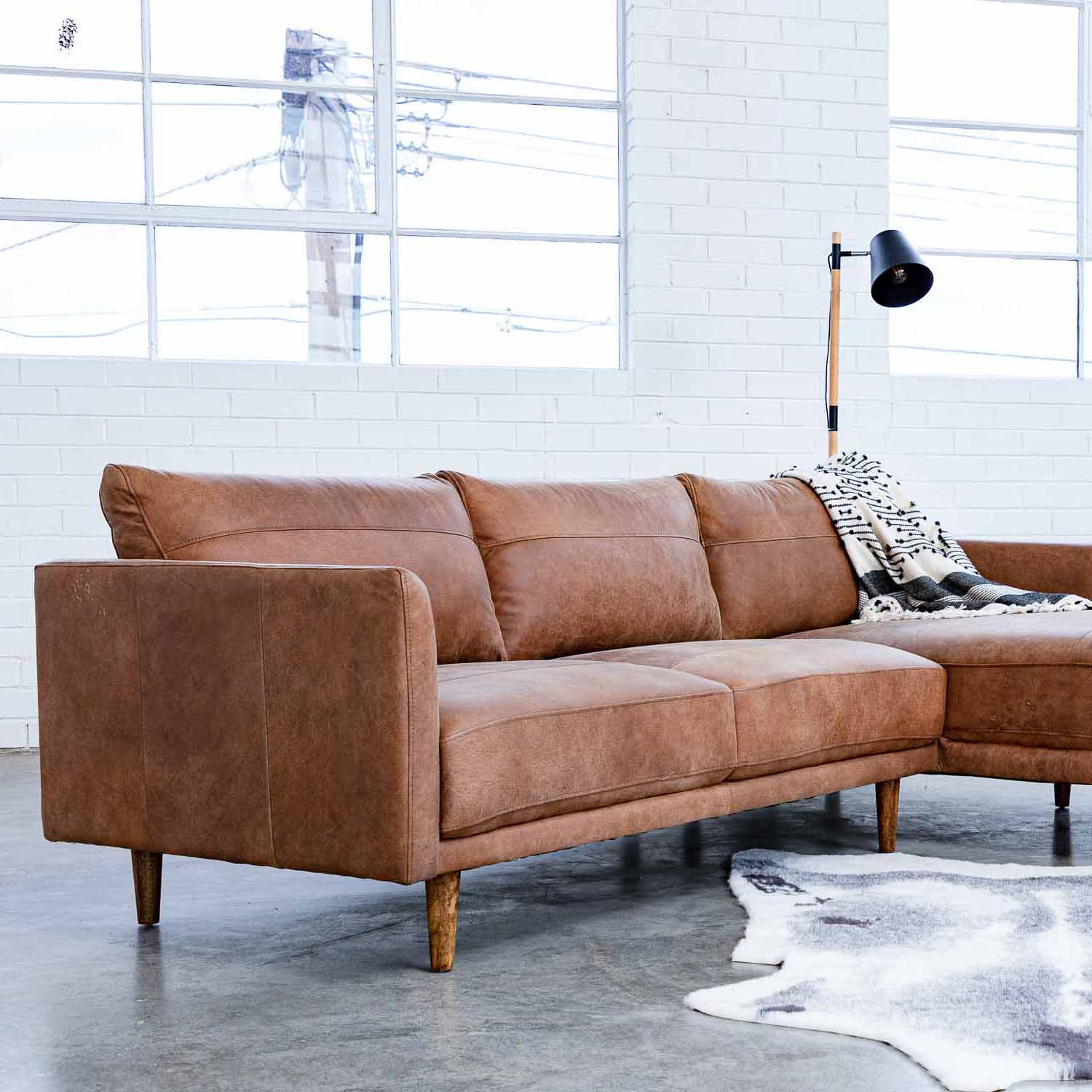 Jordie Leather Right Side Facing Chaise Lounge