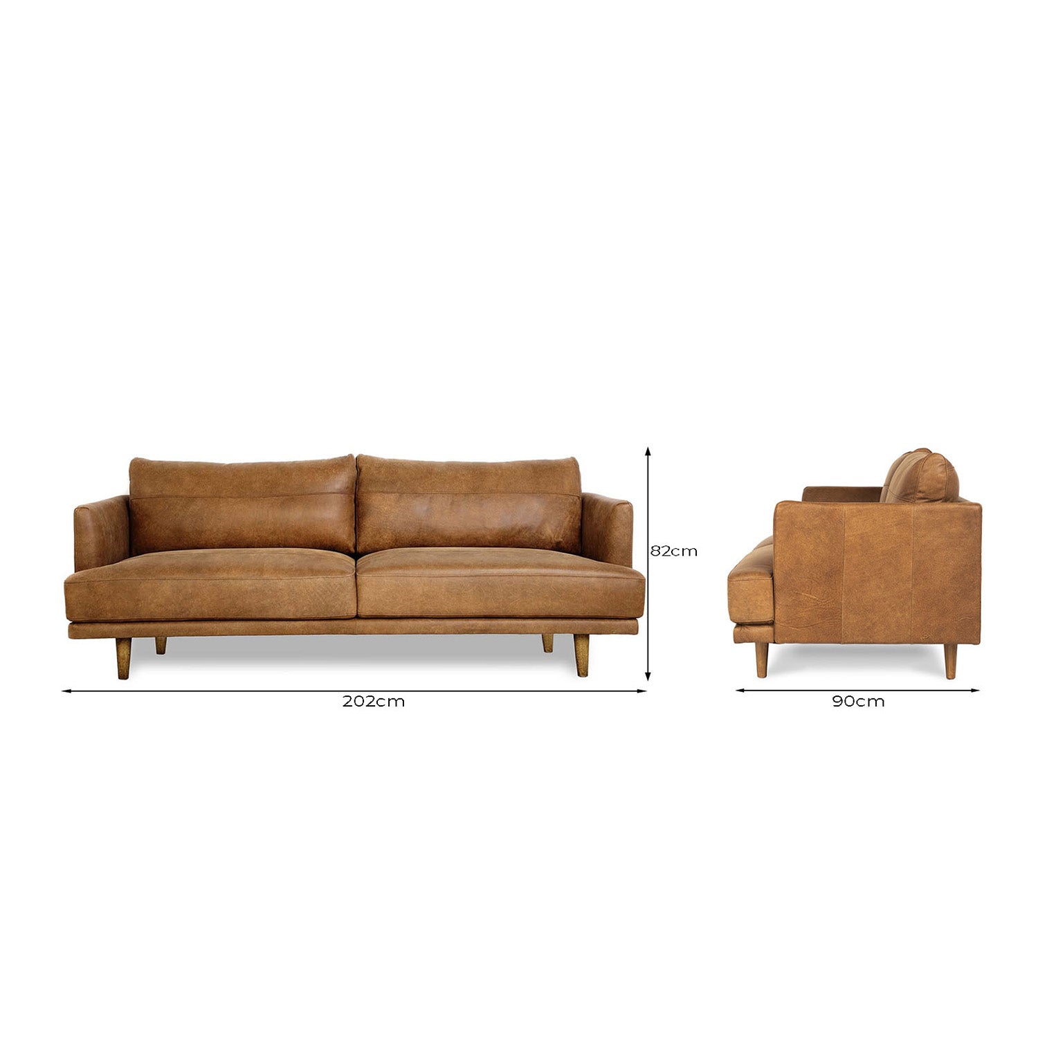 Online Warehouse Sale Ruby Leather 3 Seat Sofa in Brumby Natural