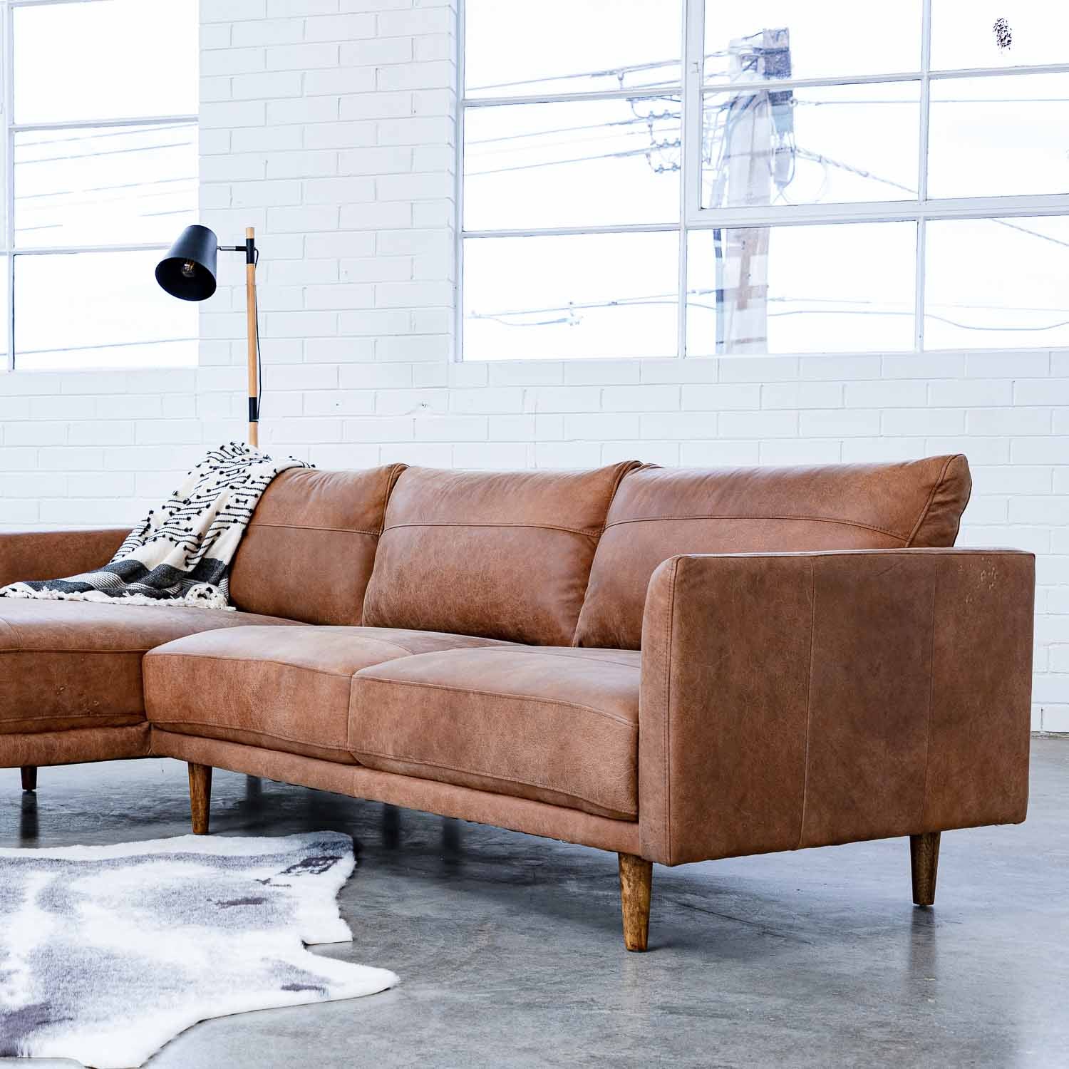 Jordie Leather Left Side Facing Chaise Lounge