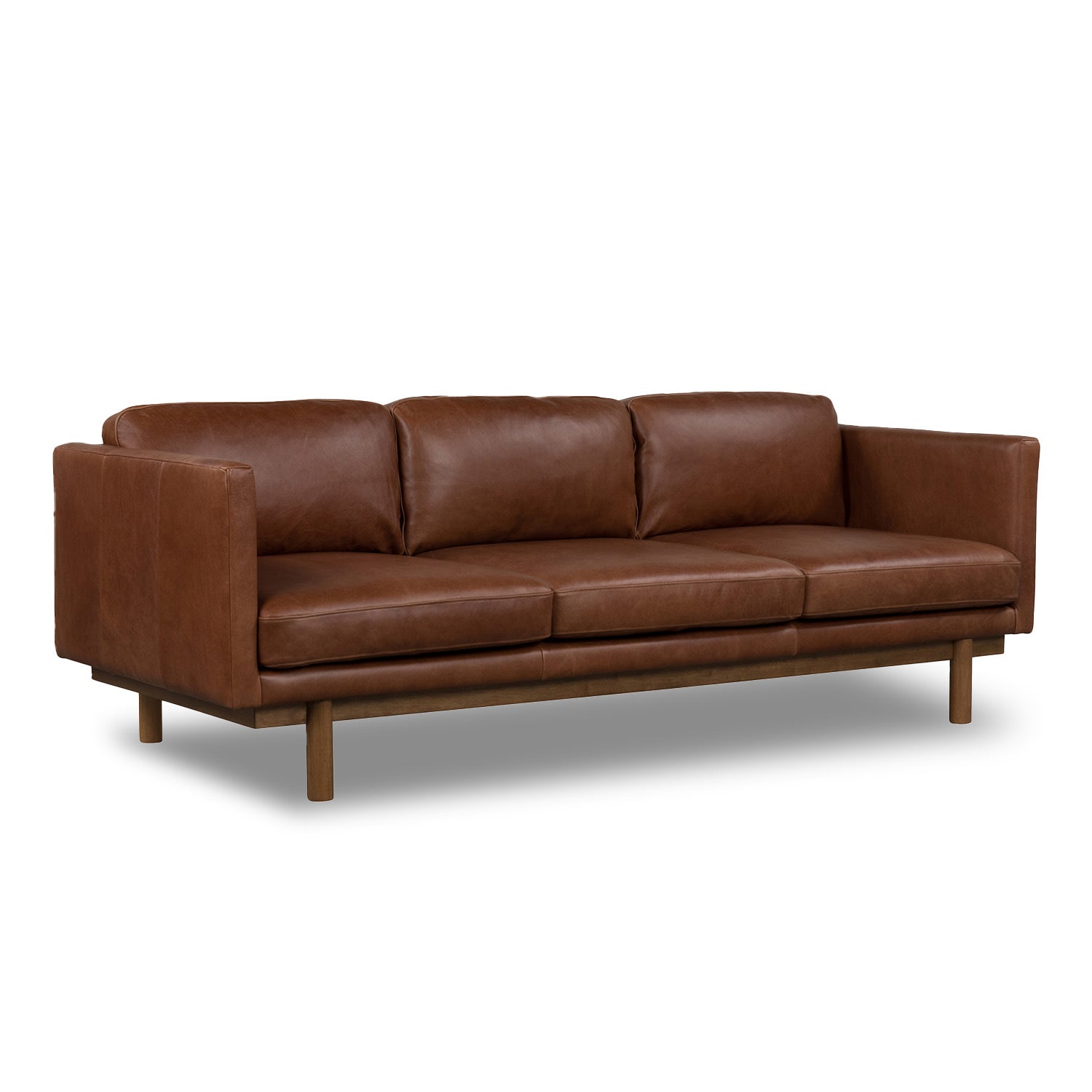 Online Warehouse Sale Strada Leather 3 Seat Sofa in Ostuni Pecan