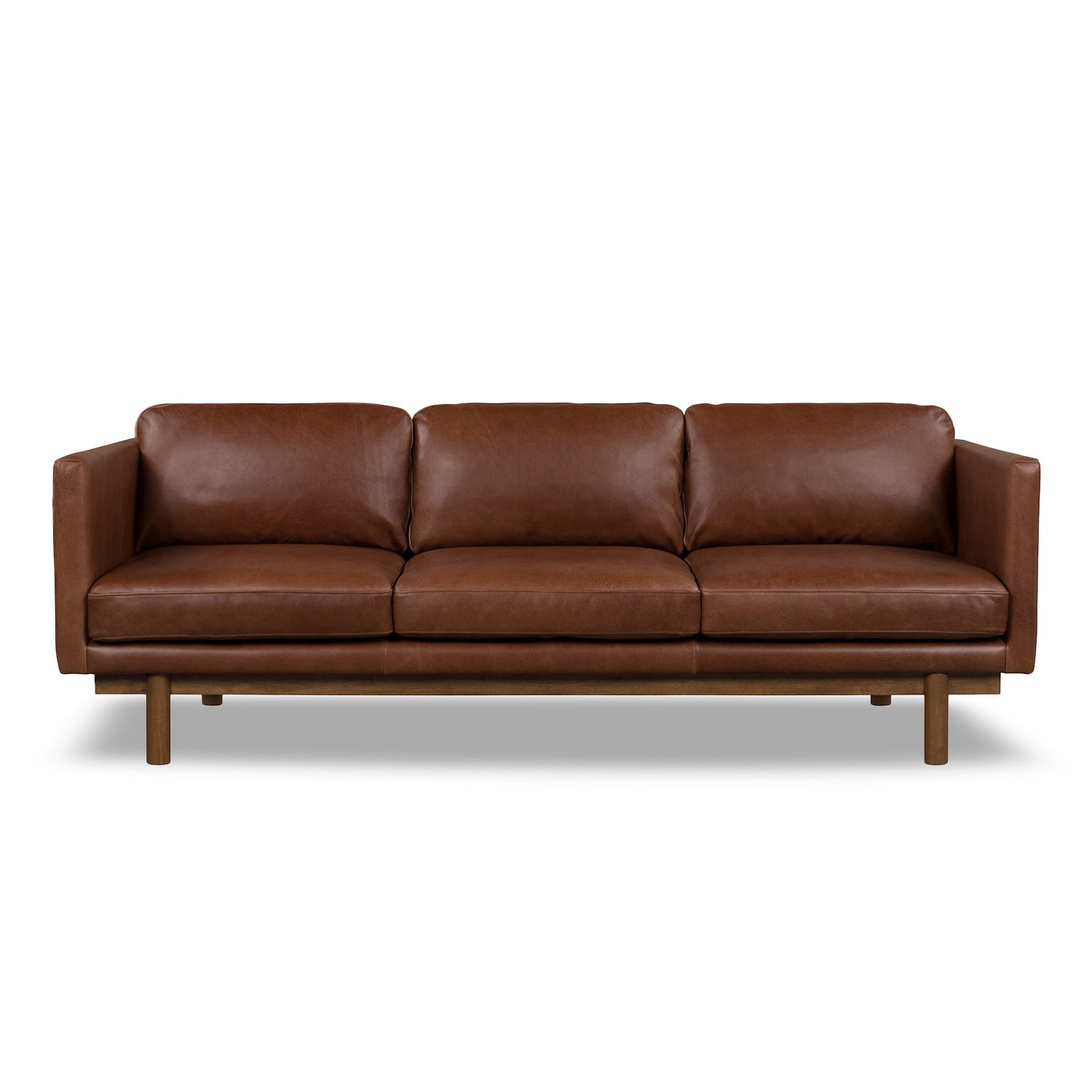 Online Warehouse Sale Strada Leather 3 Seat Sofa in Ostuni Pecan