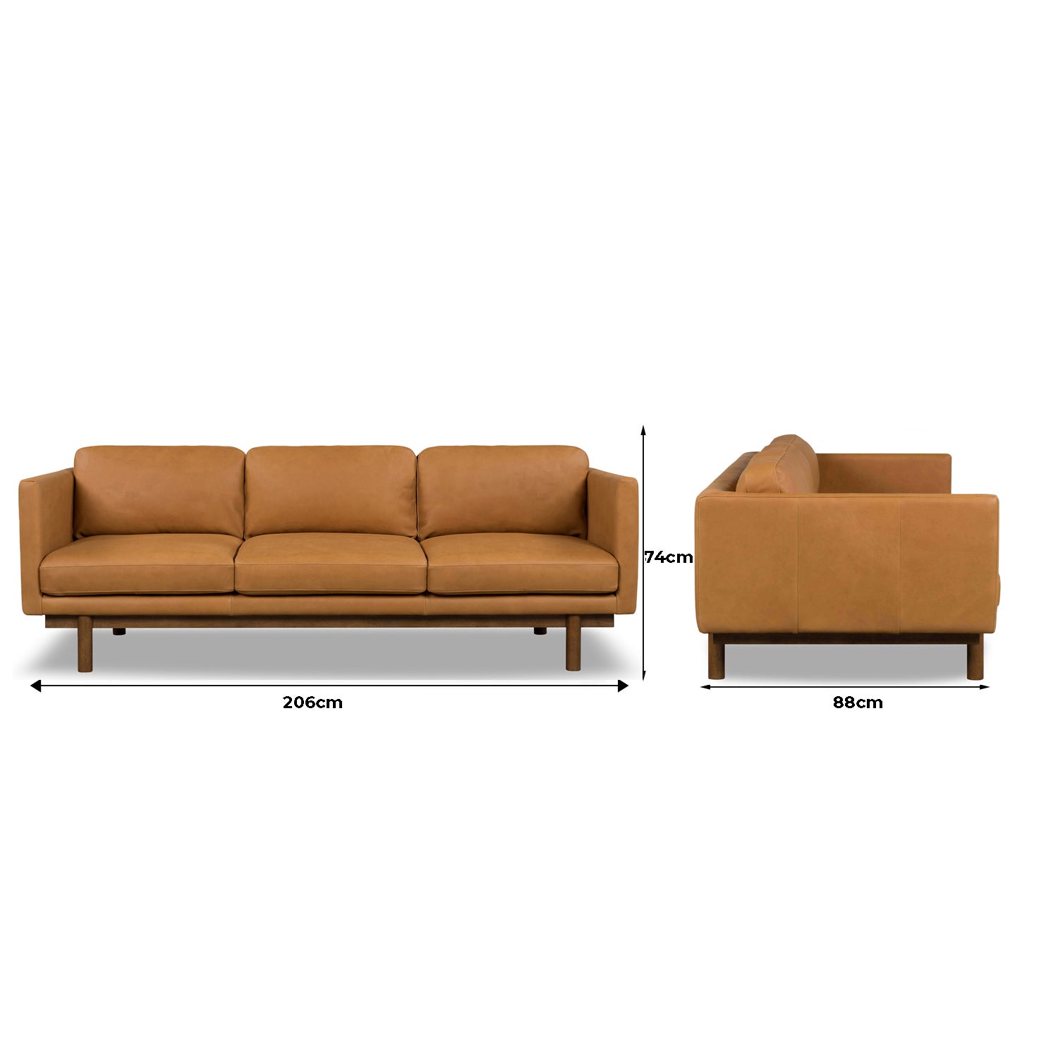 Strada Leather 3 Seat Sofa